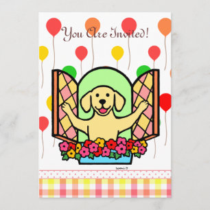 Yellow Labrador Birthday Invite (venster) Kaart