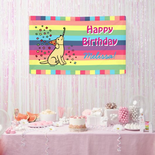 Yellow Labrador Birthday Party Confetti Horizontal Spandoek (Feest)