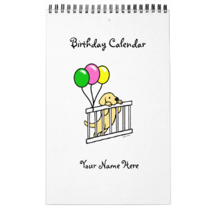 Yellow Labrador Cartoon Birthday Calendar Kalender