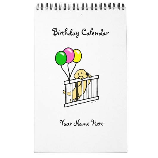 Yellow Labrador Cartoon Birthday Calendar Kalender (Hoes)