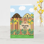 Yellow Labrador Chocolate Labrador Bedankt Kaart (Gele Bloem)
