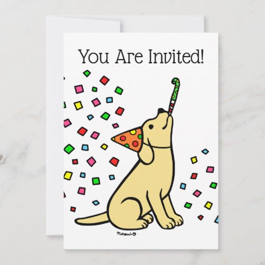 Yellow Labrador Confetti Verjaardagsfeest Kaart (Voorkant)