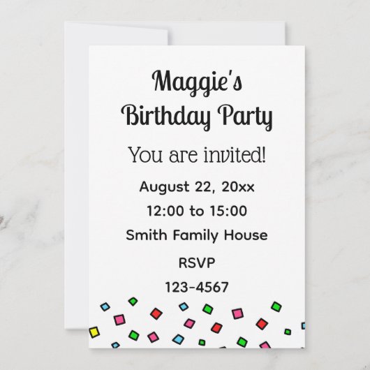 Yellow Labrador Confetti Verjaardagsfeest Kaart (Achterkant)