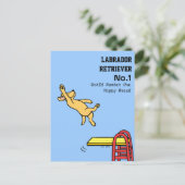 Yellow Labrador Diving Cartoon Briefkaart (Staand voorkant)