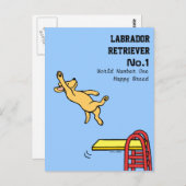 Yellow Labrador Diving Cartoon Briefkaart (Voorkant / Achterkant)
