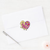 Yellow Labrador & Docent's Heart Cartoon Ronde Sticker (Envelop)