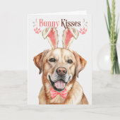 Yellow Labrador Dog in Bunny Ears voor Pasen Feestdagen Kaart (Voorkant)