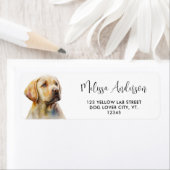 Yellow Labrador Dog Waterverf Return Address Etiket (Insitu)