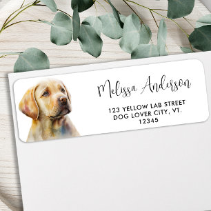 Yellow Labrador Dog Waterverf Return Address Etiket