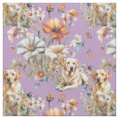 Yellow Labrador Dogs Seamless Pattern Stof (Close Up)