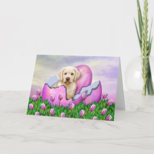 Yellow Labrador Easter Surprise Feestdagen Kaart (Voorkant)