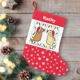 Yellow Labrador en Fox Red Labrador Santas Kleine Kerstsok
