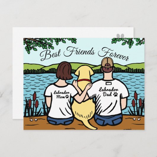 Yellow Labrador en mam en pap Briefkaart (Voorkant / Achterkant)