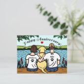 Yellow Labrador en mama en papa Briefkaart (Staand voorkant)