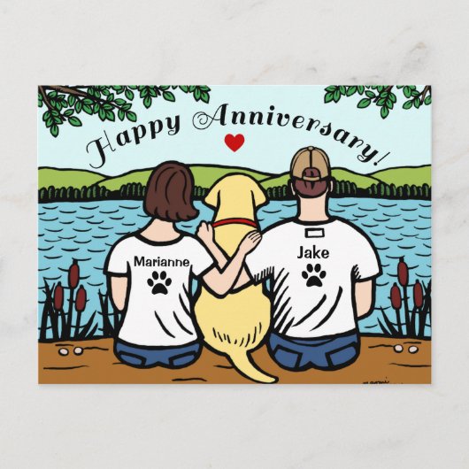 Yellow Labrador en mama en papa Briefkaart (Voorkant)