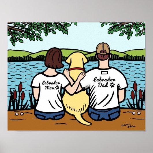 Yellow Labrador en mama en papa Poster (Voorkant)