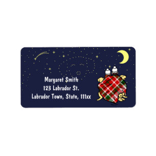 Yellow Labrador Family en Starry Sky Etiket