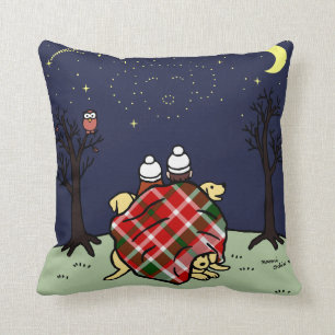 Yellow Labrador Family en Starry Sky Kussen