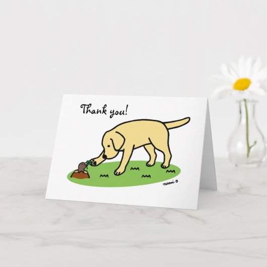 Yellow Labrador Friendly Thank You Card Kaart (Kleine Plant)