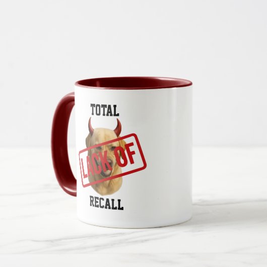 Yellow Labrador funny 'Lack of Recall' Mug Mok (Voorkant links)