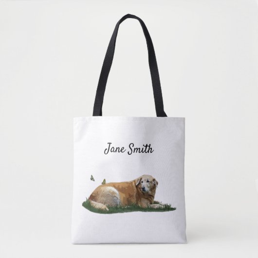 Yellow Labrador Gemengde Ras Dog Quote Canvas tas (Voorkant)