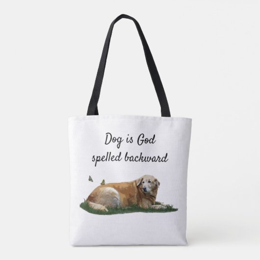 Yellow Labrador Gemengde Ras Dog Quote Canvas tas (Achterkant)