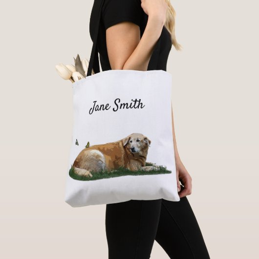 Yellow Labrador Gemengde Ras Dog Quote Canvas tas (Dichtbij)