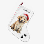 Yellow Labrador gepersonaliseerd Hondenliefhebber  Grote Kerstsok (Voorkant (Hangend))