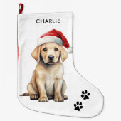 Yellow Labrador gepersonaliseerd Hondenliefhebber  Grote Kerstsok (Voorkant)