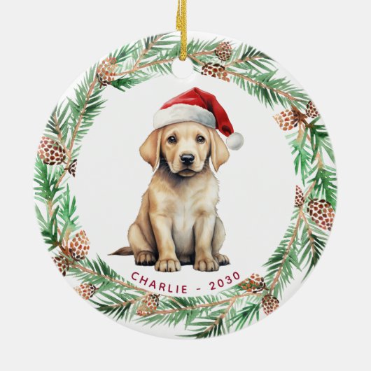 Yellow Labrador gepersonaliseerd Hondenliefhebber Keramisch Ornament (Achterkant)