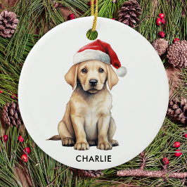 Yellow Labrador gepersonaliseerd Hondenliefhebber Keramisch Ornament