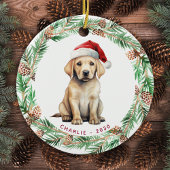 Yellow Labrador gepersonaliseerd Hondenliefhebber Keramisch Ornament