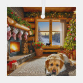 Yellow Labrador Holiday Glass Ornament (Achterkant)