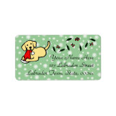 Yellow Labrador Kerst Cartoon Etiket (Voorkant)