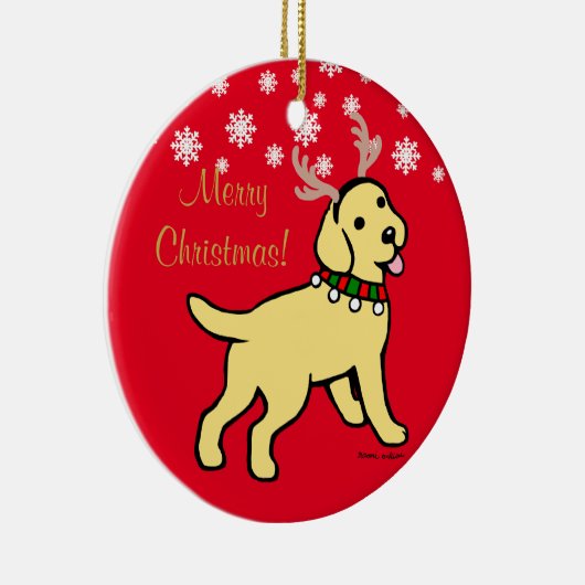 Yellow Labrador kerstAntlers Keramisch Ornament (Rechts)
