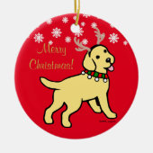 Yellow Labrador kerstAntlers Keramisch Ornament (Voorkant)