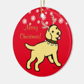Yellow Labrador kerstAntlers Keramisch Ornament (Links)