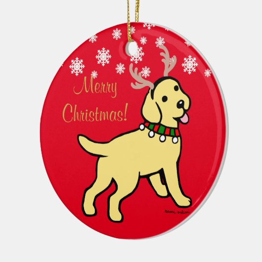 Yellow Labrador kerstAntlers Keramisch Ornament (Links)