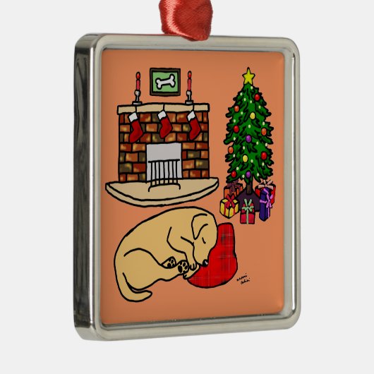 Yellow Labrador kerstboom Illustratie Metalen Ornament (Rechts)