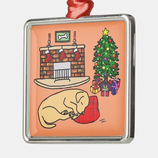 Yellow Labrador kerstboom Illustratie Metalen Ornament (Links)