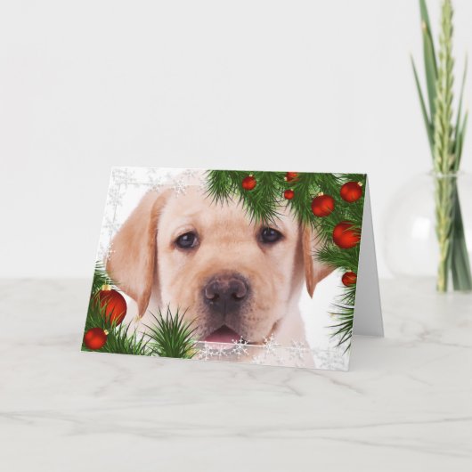 Yellow Labrador-kerstkaart Feestdagen Kaart (Voorkant)
