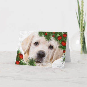 Yellow Labrador-kerstkaart Feestdagen Kaart