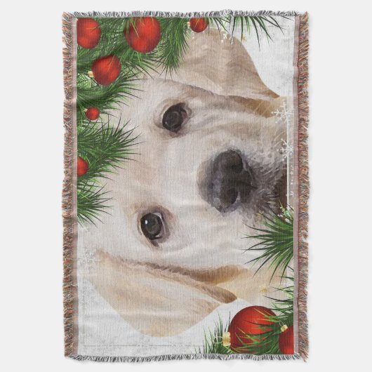 Yellow Labrador Kerstmis Deken (Voorkant Verticaal)