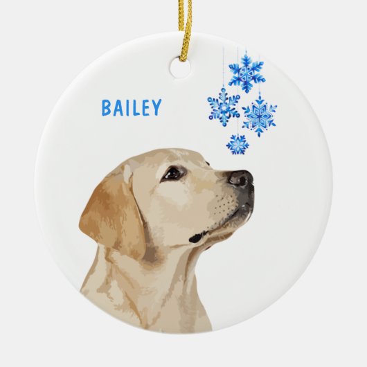 Yellow Labrador kerstversiering Keramisch Ornament (Voorkant)