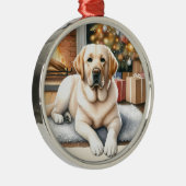 Yellow Labrador kerstversiering Metalen Ornament (Rechts)