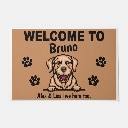 Yellow Labrador Lab Welcome Personalized Custom Deurmat (Voorkant)