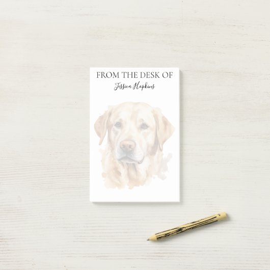 Yellow Labrador Lover Monogrammed Dog Post-it® Notes (Op bureau)