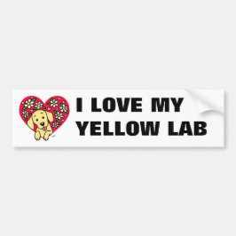 Yellow Labrador mam Floral Heart Bumpersticker