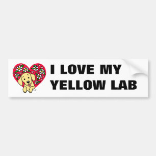 Yellow Labrador mam Floral Heart Bumpersticker