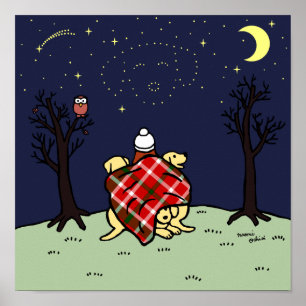 Yellow Labrador mama en Starry Sky Poster
